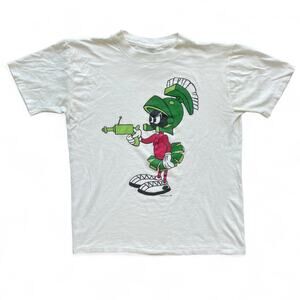 Vintage 80s Marvin The Martian Space Alien Gun Ray Shirt Single Stitch White S